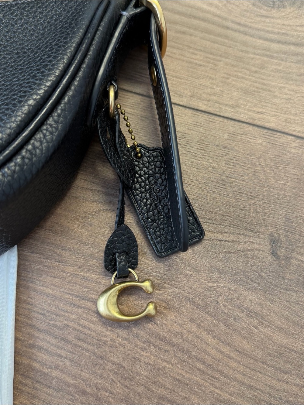 Coach Luna Black Pebbled Leather Shoulder Bag with Gold Hardware - Picture 3 of 12